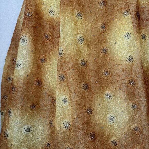 Vintage Rare 90s Exclusive Putros Couture Ball Gown 8 Gold Yellow Sequins Tulle - Picture 6 of 12
